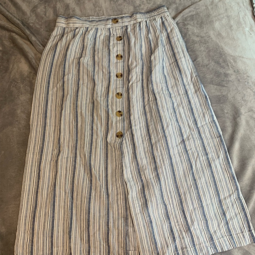 Aeropostle Striped Button-Down Midi Skirt Size L